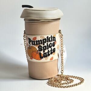 NWT Skinny Dip Pumpkin Spice Latte Tote With Chain
